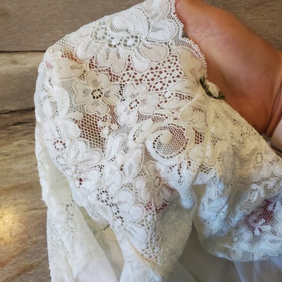 Vintage Y2K Victoria Secret Cream White Lace Slip‎ Nightie Pajamas Negligee LG - Picture 7 of 9